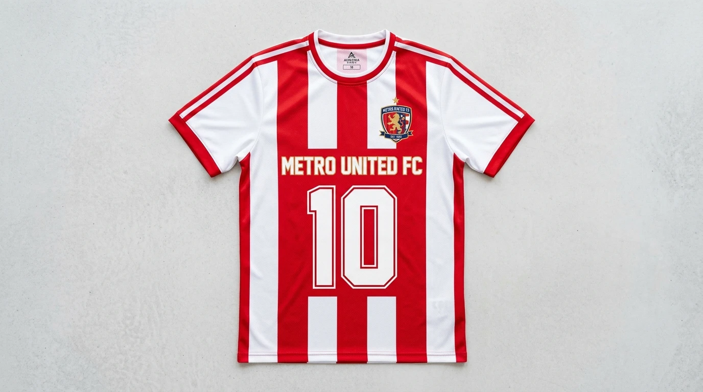 DTF-Transferdruck auf Trikot — mehrfarbige Nummer mit Logo