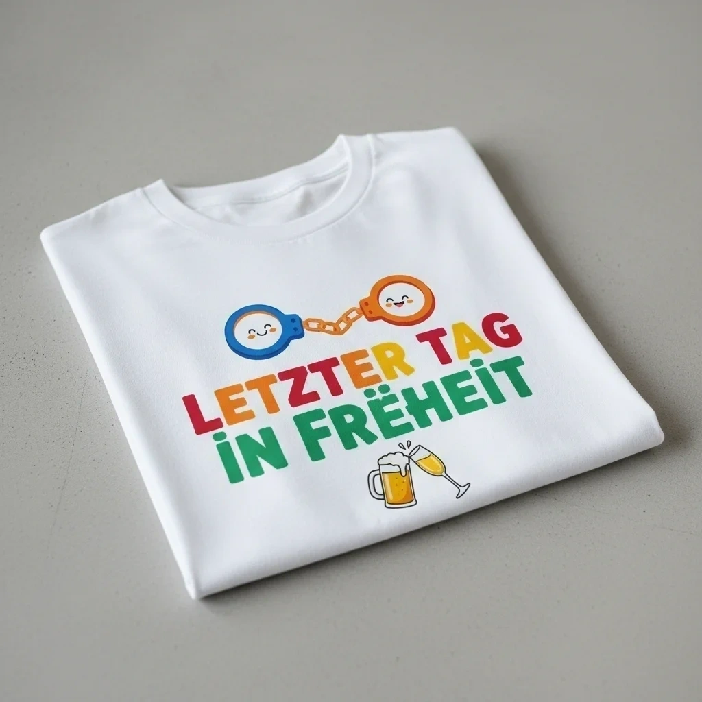 JGA-Shirt mit lustigem Spruch — DTF-Druck Siluri Clothing Regensburg