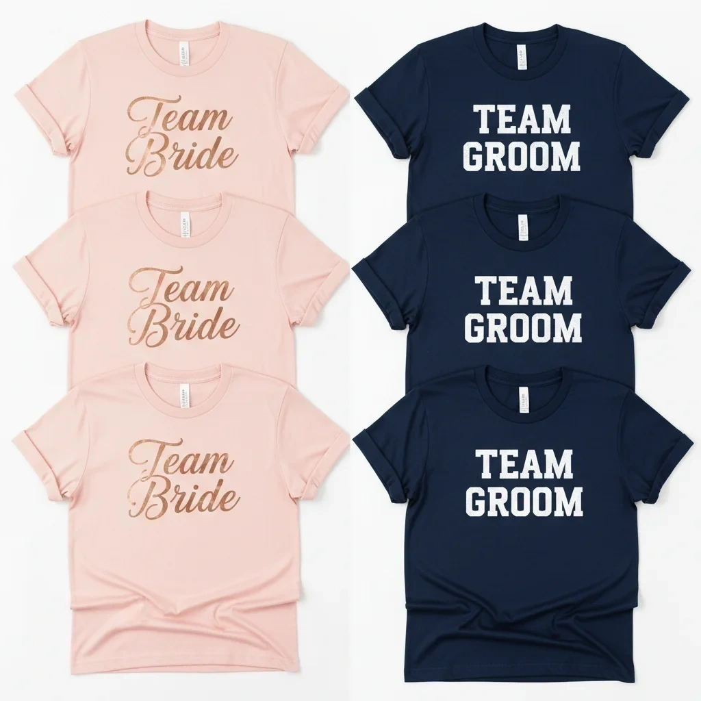 Team Bride Team Groom JGA-Shirts — DTF-Druck Siluri Clothing Regensburg